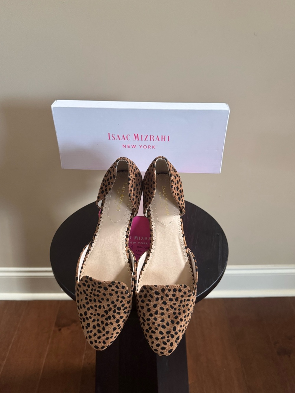 Isaac Mizrahi Leopard Print D'Orsay Flats - Brown with Black Spots